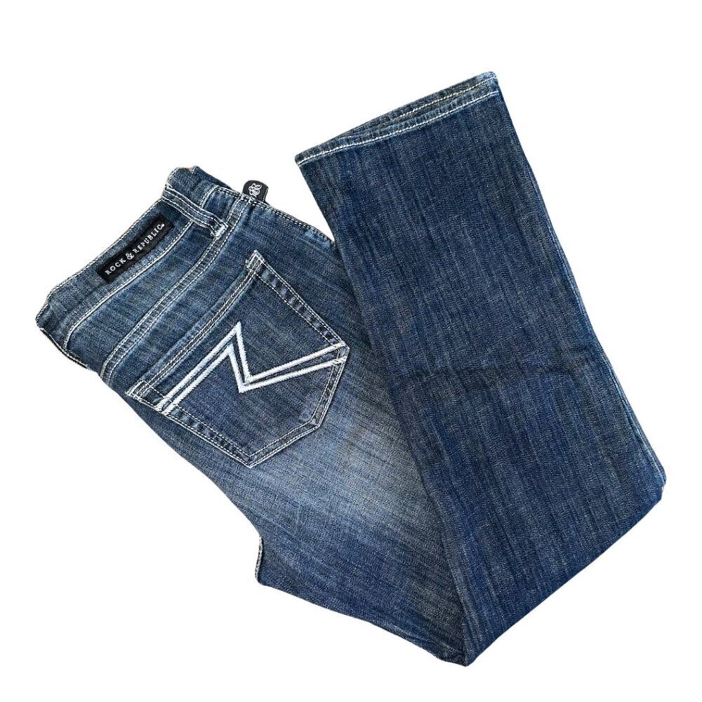 Rock & Republic Straight Leg Petite Women's Dark Blue Jeans Size 7 / 8 / 30